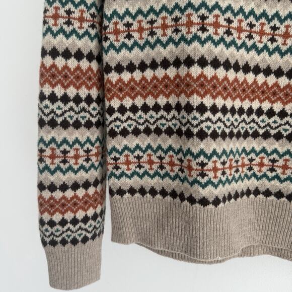 J.Crew Sweater Mens Medium Fair Isle Lambswool Knit Nordic Grandpa Crew Neck - Picture 12 of 16